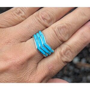 Native American Ring Handmade Signed Navajo Jewelry‎ sz 9.25 Sterling Silver**